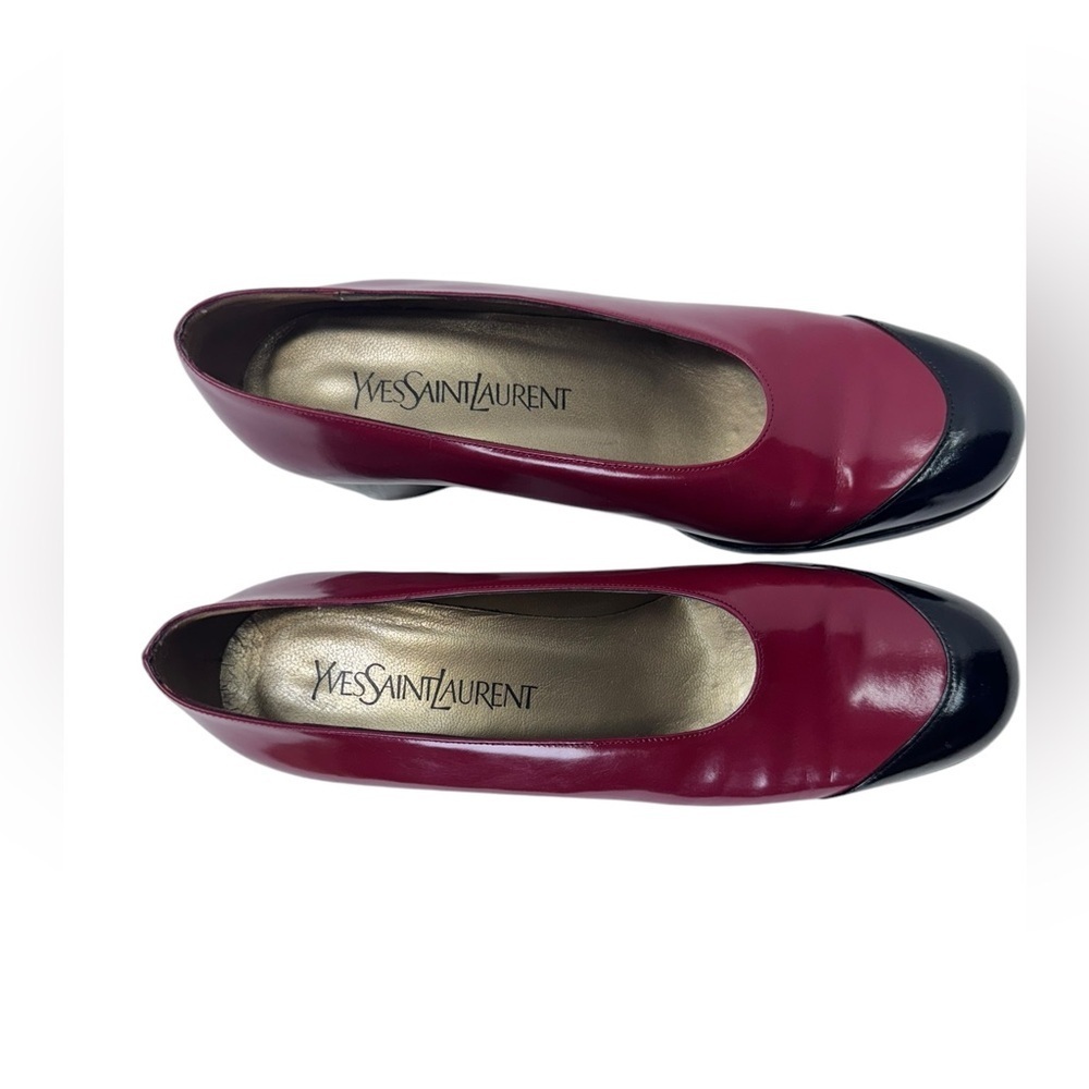 Vintage .Yves Saint Laurent Red and Black Stiletto Heels - Picture 7 of 8